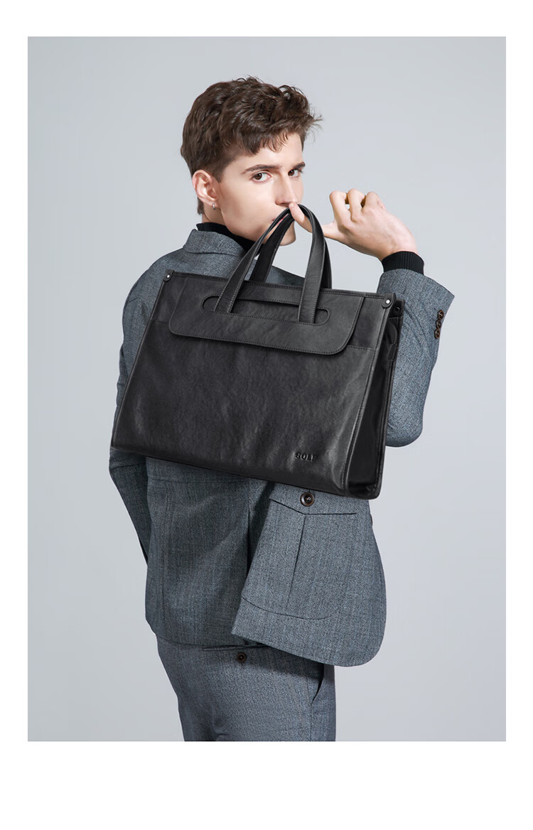 GOLF Business Briefcase, Men's Top-Grain Leather Handbag, 15-Inch Laptop Bag, Briefcase, Gift for Boyfriend Or Father 15