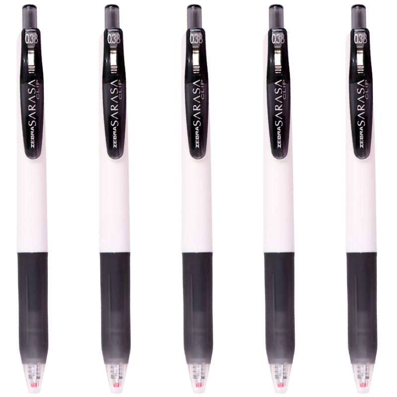 ZEBRA Gel Pen, 0.38mm Bullet Tip, Push-Button Signing Pen, Large Capacity Rollerball Pen for Students And Office Use, JJXZ15W, Black, Pack of 5
