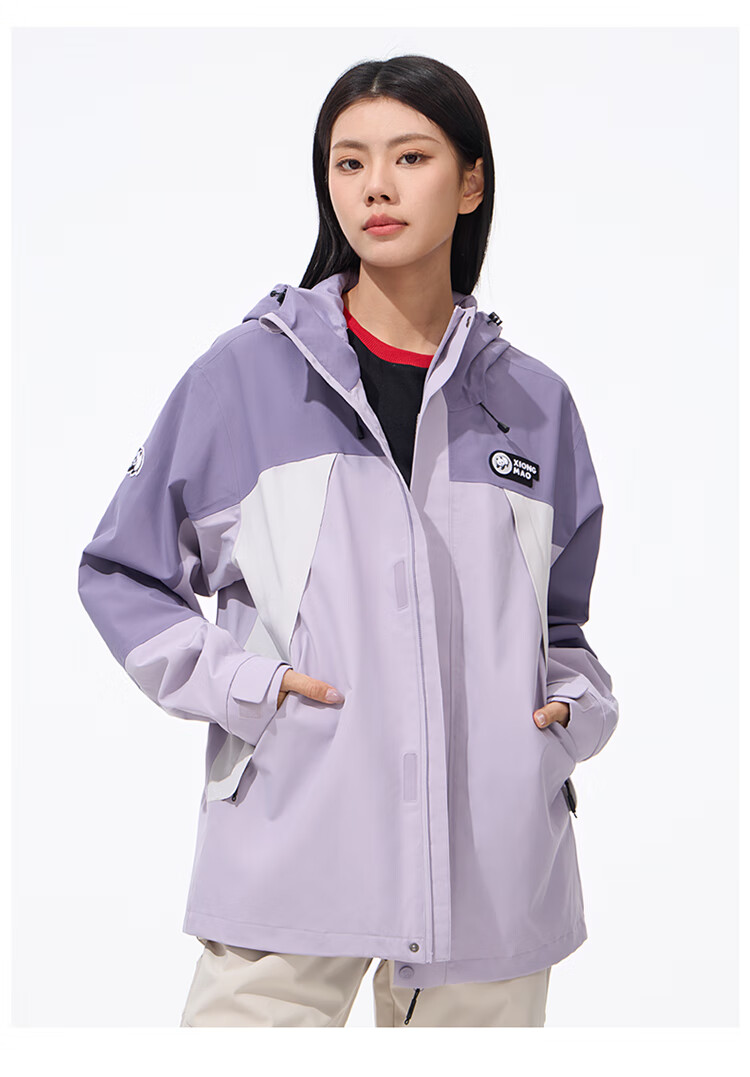 CAMEL Panda Windbreaker Jacket for Men And Women, Windproof And Waterproof Outdoor Coat A34BATLR018A Lotus Mist Pink L 25