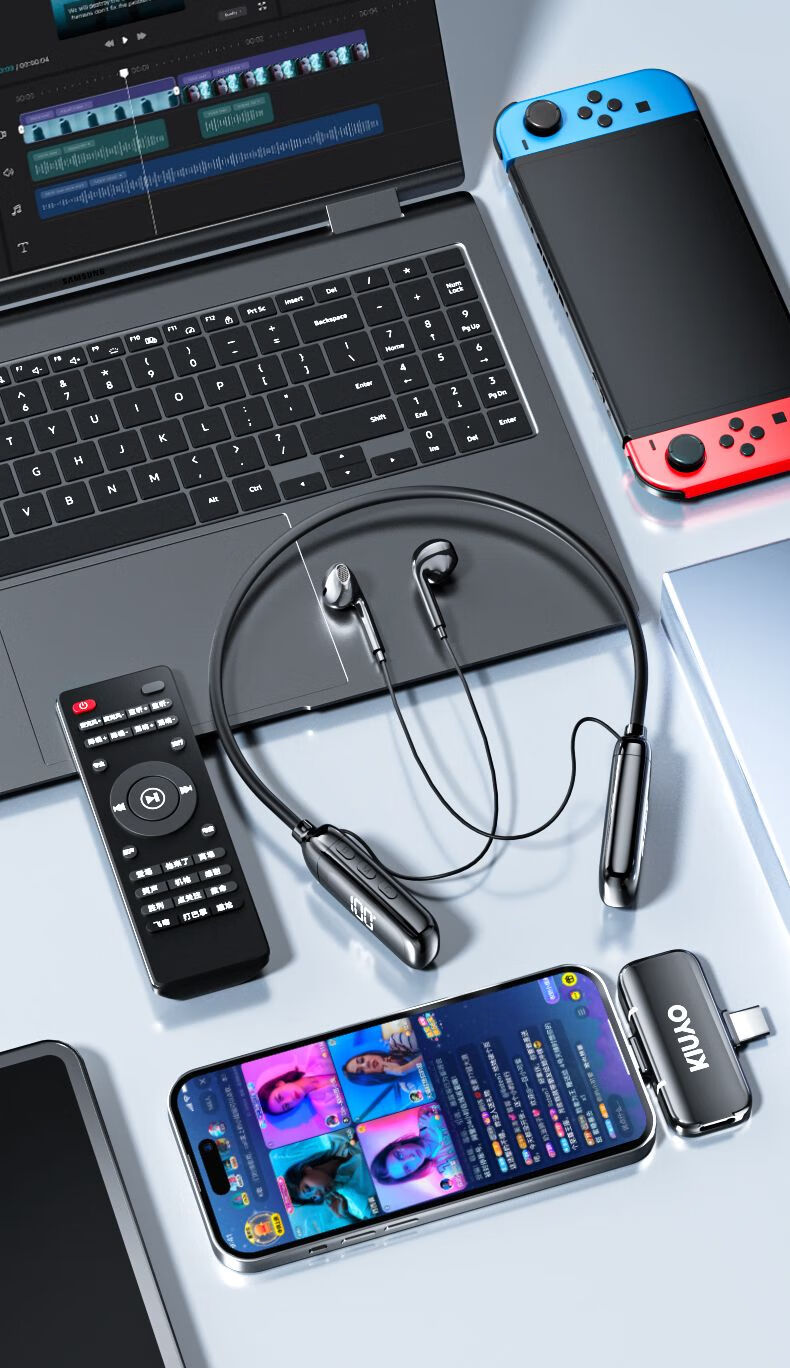 KINYO Wireless Live Sound Card Headset All-in-One Microphone 3-in-1 Bluetooth Dual Speaker Noise-Cancelling Neckband Device E900 One-to-One 20