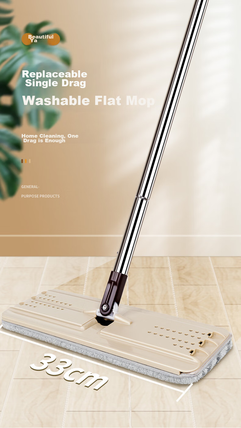 MARYYA Flat Mop Replacement, 33cm Single Mop Compatible with Multiple Models, with Bucket, Wet And Dry Dual-Use All-In Mop 1