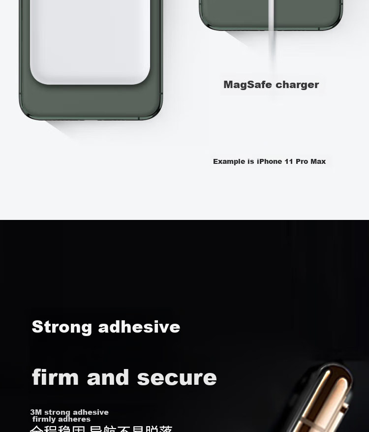 ESCASE Wireless Charging Magnetic Ring MagSafe Phone Stand Rectangular Magnet Back Sticker Suction Cup Compatible with Apple Huawei Xiaomi Samsung Universal Instant IPhone 15 Converter 4