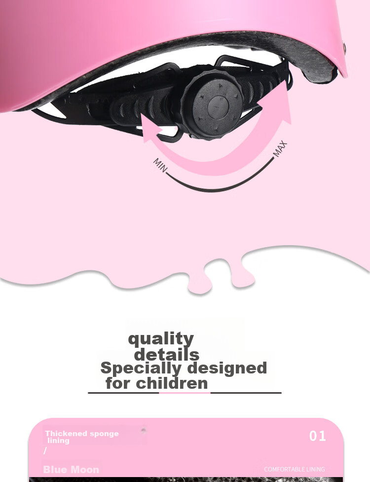Tongbu Kids Roller Skating Protective Gear Set Skateboard Balance Bike Riding Outdoor Sports Helmet and Pads 7-Piece Set Pink 10