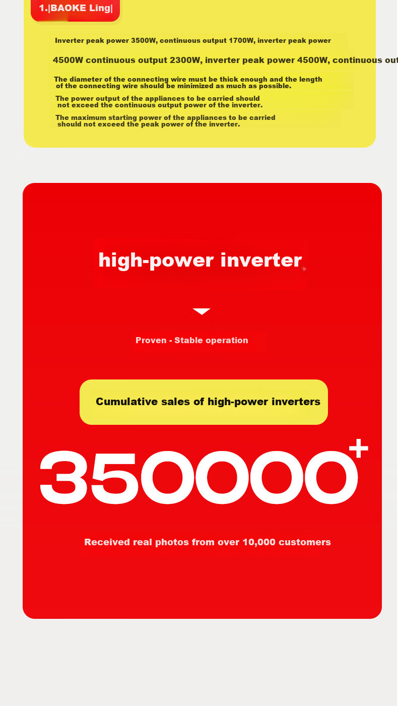 XIANNIAO Inverter, High-Power 72V to 220V Pure Sine Wave, 2300W Battery Tricycle Power Supply for Street Vendors' Use 2