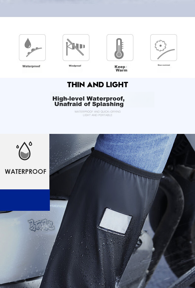 JAJALIN Waterproof Shoe Covers, Tall Rain Boots, Thick Wear-Resistant Sandproof Cycling Non-Slip Rain Boots for Men And Women, Black Size M 2