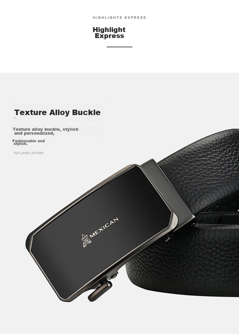 MEXICAN Top-Grain Leather Belt with Automatic Buckle, Zodiac Year Men's Waistband, Wedding Gift, Birthday Present for Boys And Fathers 4