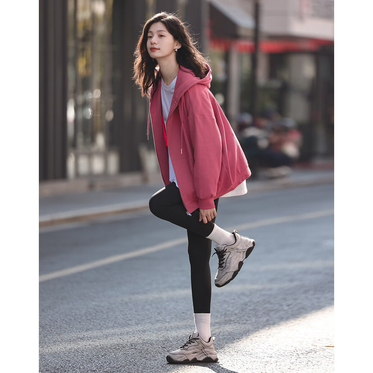 Dme Hoodie, Spring And Autumn Printed Hoodie with Drop Shoulder Sleeves And Kangaroo Pocket Decoration, Women's Sweatshirt Jacket