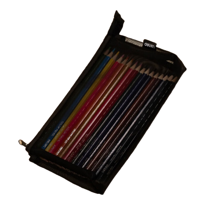 Deli Transparent Nylon Mesh Student Pencil Case for Exams, Multifunctional Stationery Storage Bag, Large Capacity Suitable for College Entrance Exam And Postgraduate Entrance Exam, Black School Supplies