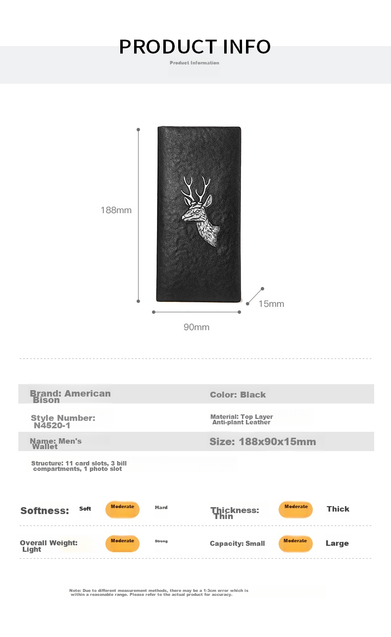 Meizhouyeniou Men's Long Wallet, Genuine Leather Business Casual Deer Head Logo Multifunctional Purse, Birthday Gift for Boyfriend 12