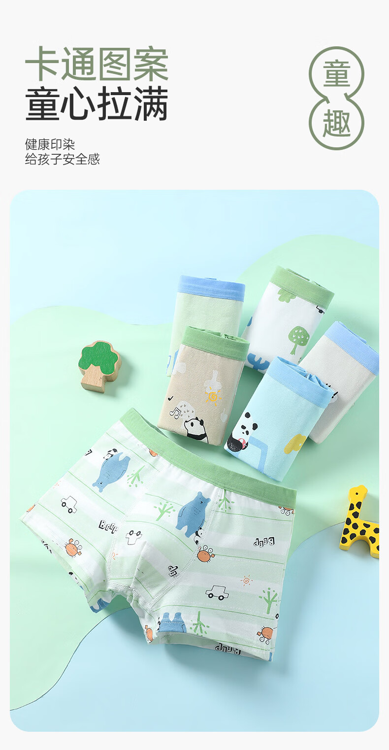 FENTENGCARE Kids Underwear 7A Antibacterial 6-Pack 100% Cotton Gusset Cartoon Boys Boxer Briefs 1