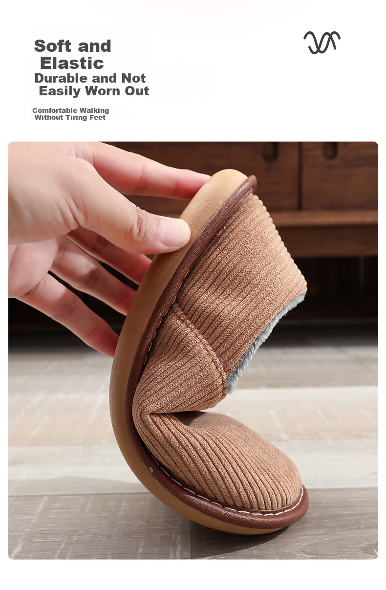 GUOLUOFEI Cotton Slippers for Men And Women, Indoor Home Non-Slip Soft Sole Fleece-Lined Warm Slippers, Wine Red, Size 34-35 6