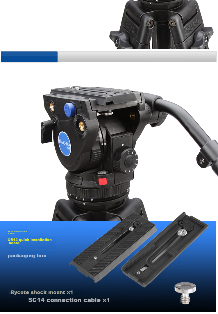 Benro BV6 Professional Camera Tripod Kit with Dynamic Balance Damping, Adjustable Dual Tube Tripod with Hydraulic Head 4