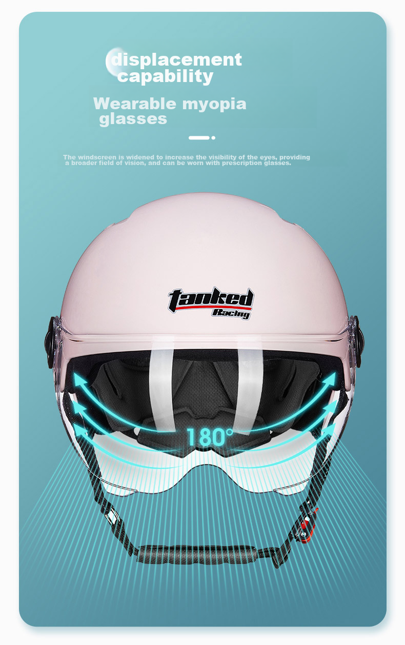 Tanked Racing T598 Half Helmet 3C Certified Summer Lightweight Motorcycle Electric Scooter Safety Helmet Unisex Cinnamon Pink One Size 16