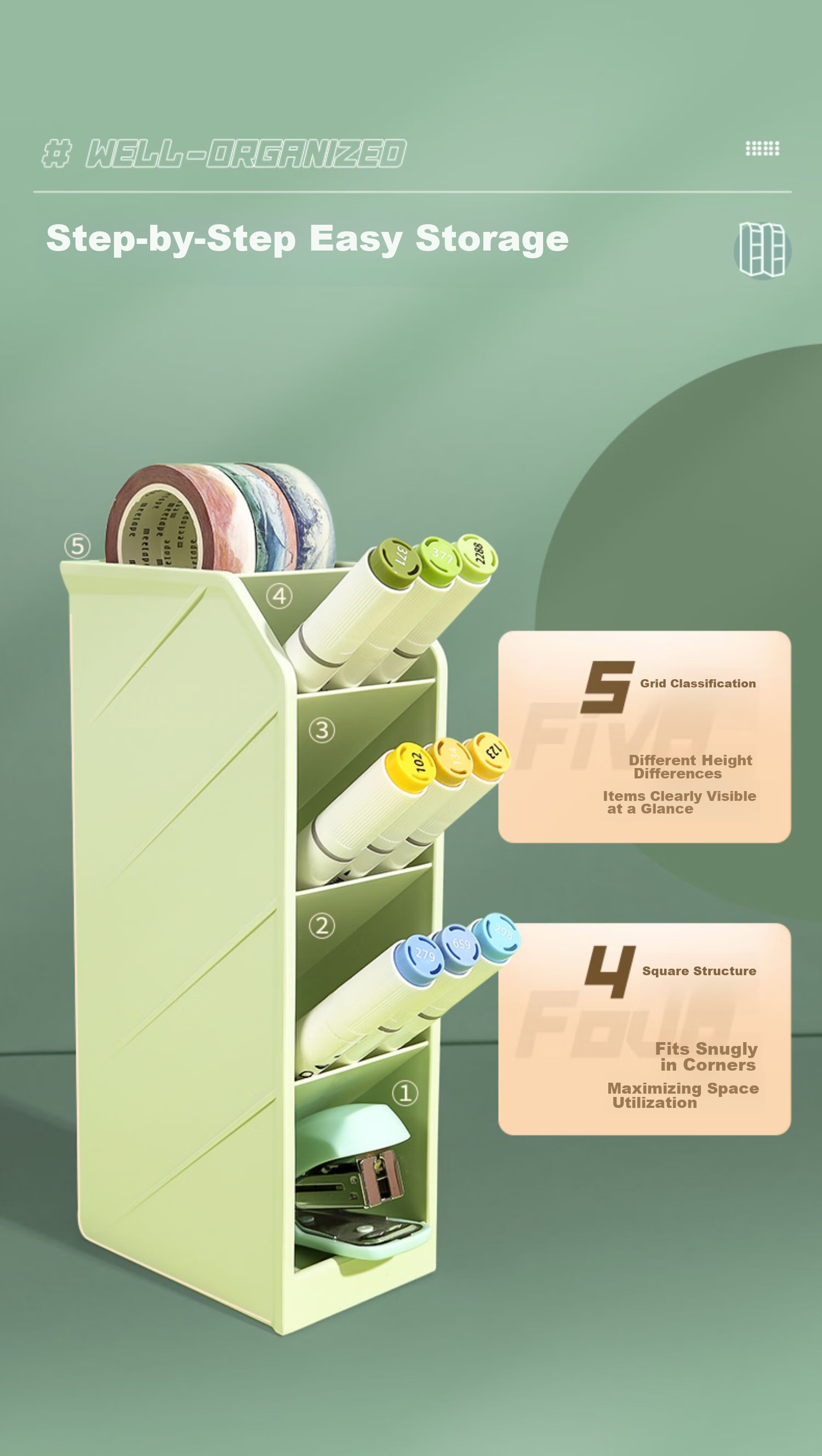 M&G [Hot Product] Stationery Slanted Pen Holder, Student Office Supplies Desktop Storage Box, Beige Single Pack ABT98476 4