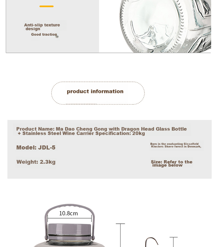 Jidukongjian Liquor Infusion Bottle, Household Glass Sealed Jar Special Container for Pickles And Liquor Brewing, with Tap, 20 Jin Capacity + Wine Lifting Handle 13