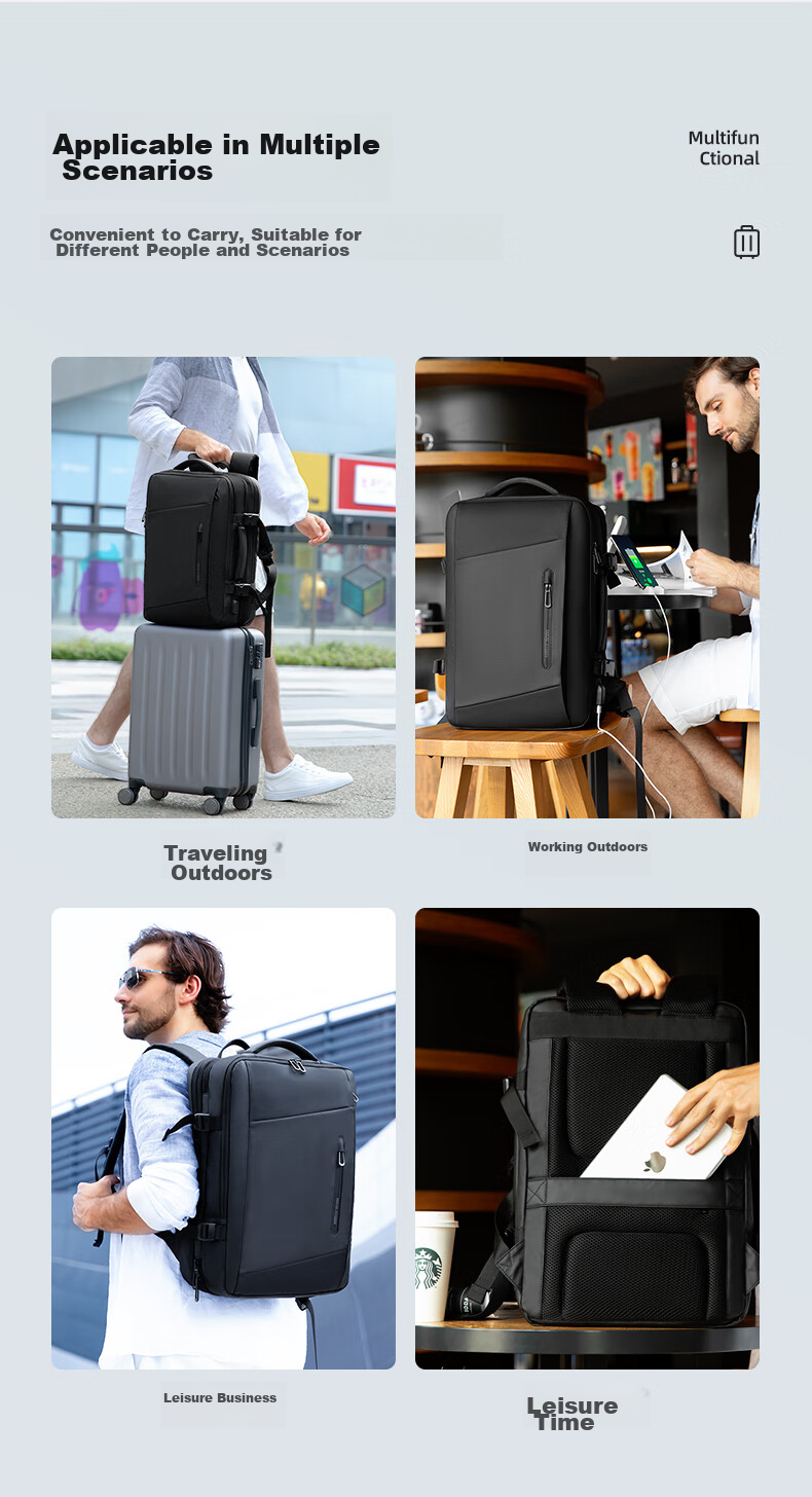 MARK RYDEN Backpack, Double Shoulder Bag, Large Capacity Travel Laptop Bag, Notebook 17.3-Inch Business Bag, Expandable Capacity, Gift-Giving 14