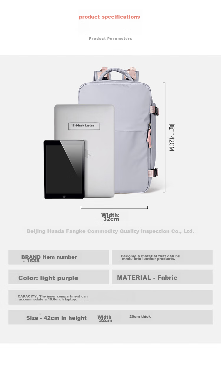 Landcase Backpack for Women, Large Capacity Short Trip Travel Bag, Business Laptop Bag, Lightweight Luggage Bag for Travel, 1638 Light Purple 9