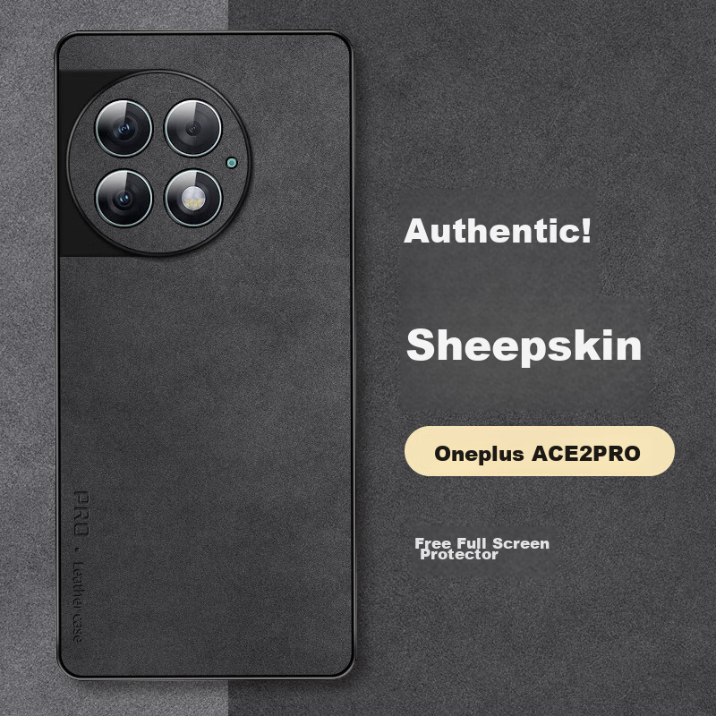 Чехол для OnePlus Ace 2 Pro Shangsu, противоударный, с защитой камеры, из натуральной кожи, черный