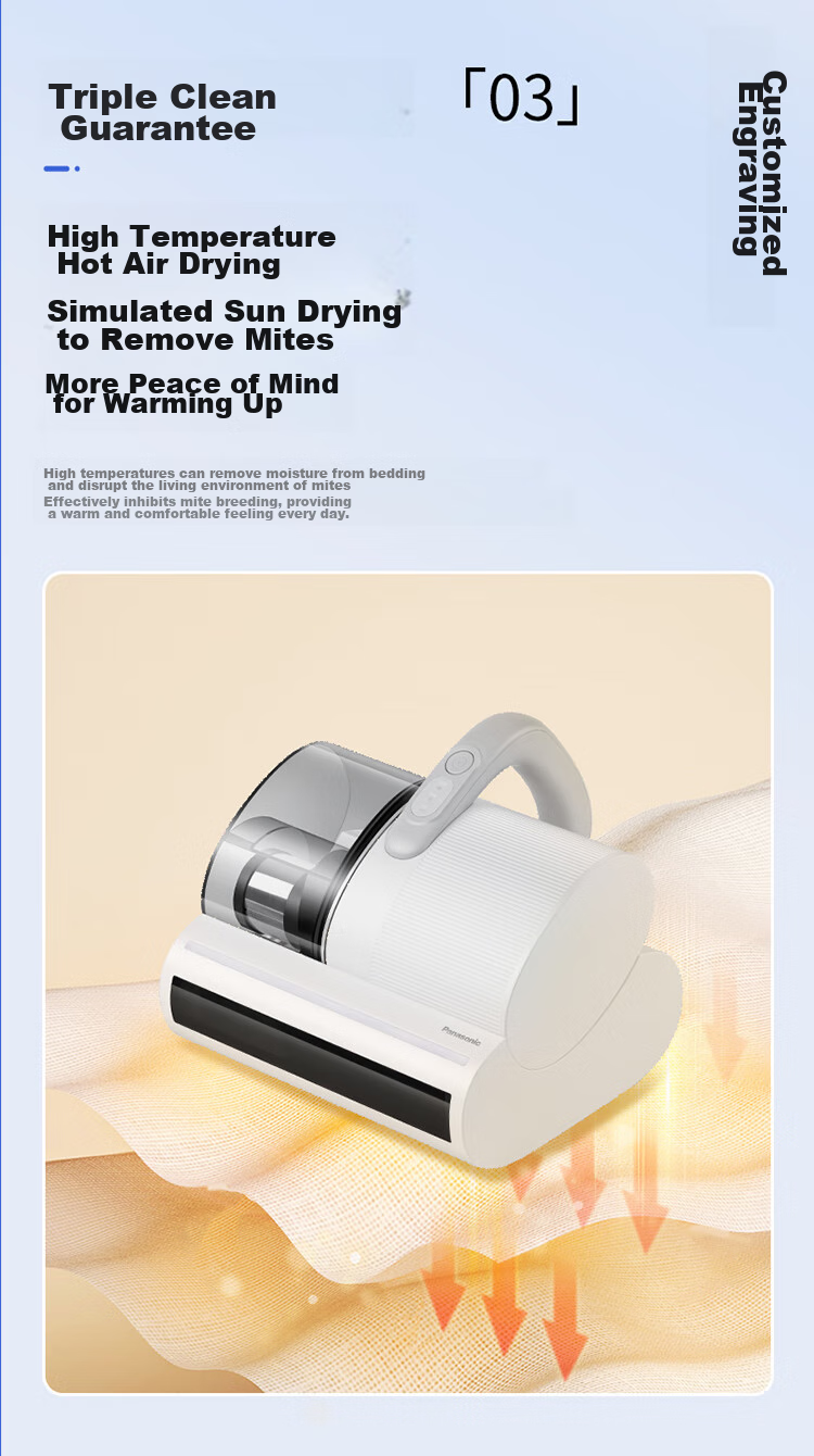 Panasonic [Cleaning Wonder] Ultrasonic Mite Remover, Bed Vacuum Cleaner for Home Use, High Suction Power, UV Sterilization, Hot Air Dehumidification, Dual Roller Brushes, Dual Beating Blades, Dual Cups MC-DC20W 13