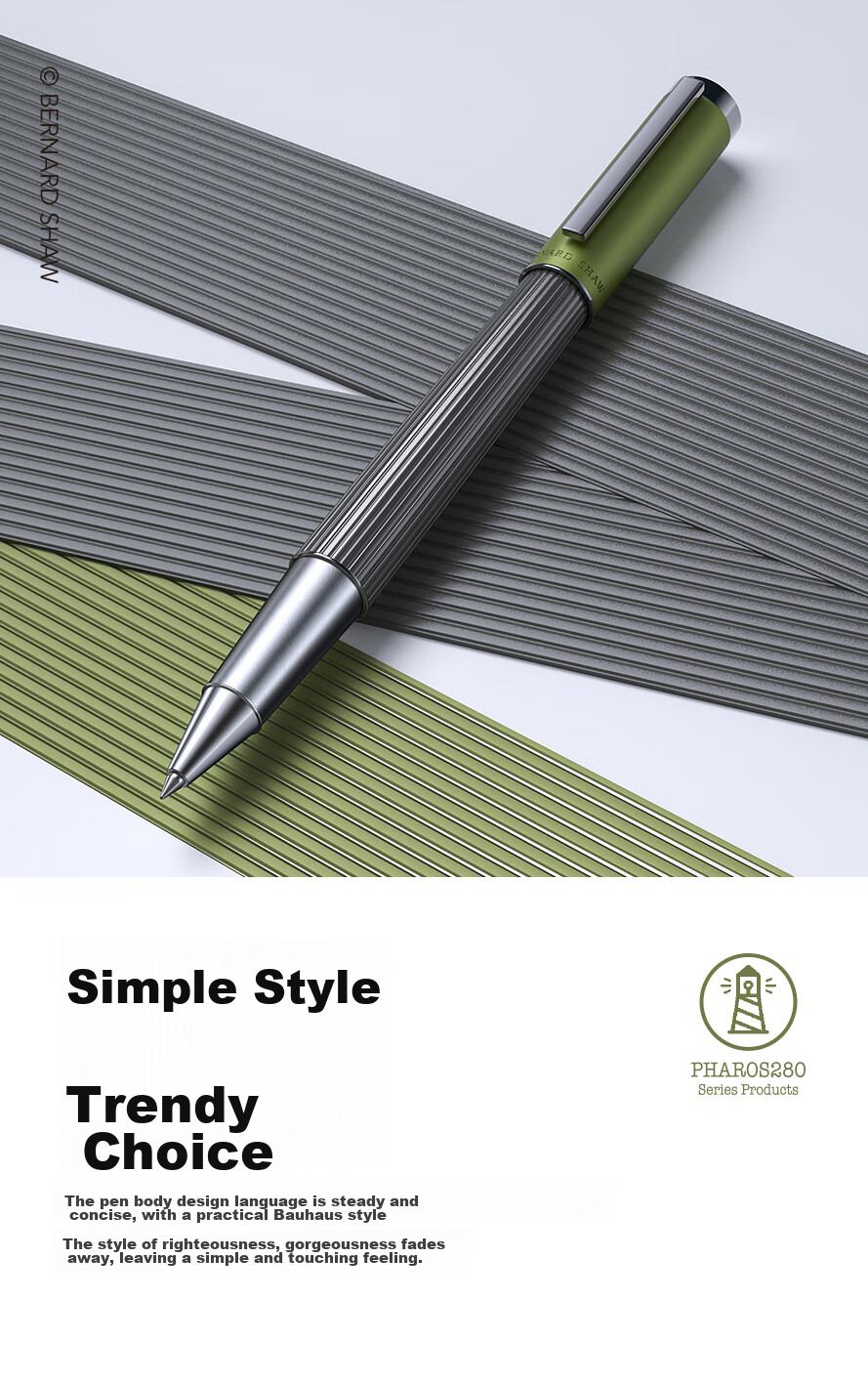 Bernard Shaw Mid-Autumn Festival And National Day Gift Ballpoint Pen High-End Luxury "Lighthouse" Olive Green Premium Refill Gift Box Set for High-End Business Office Me 5