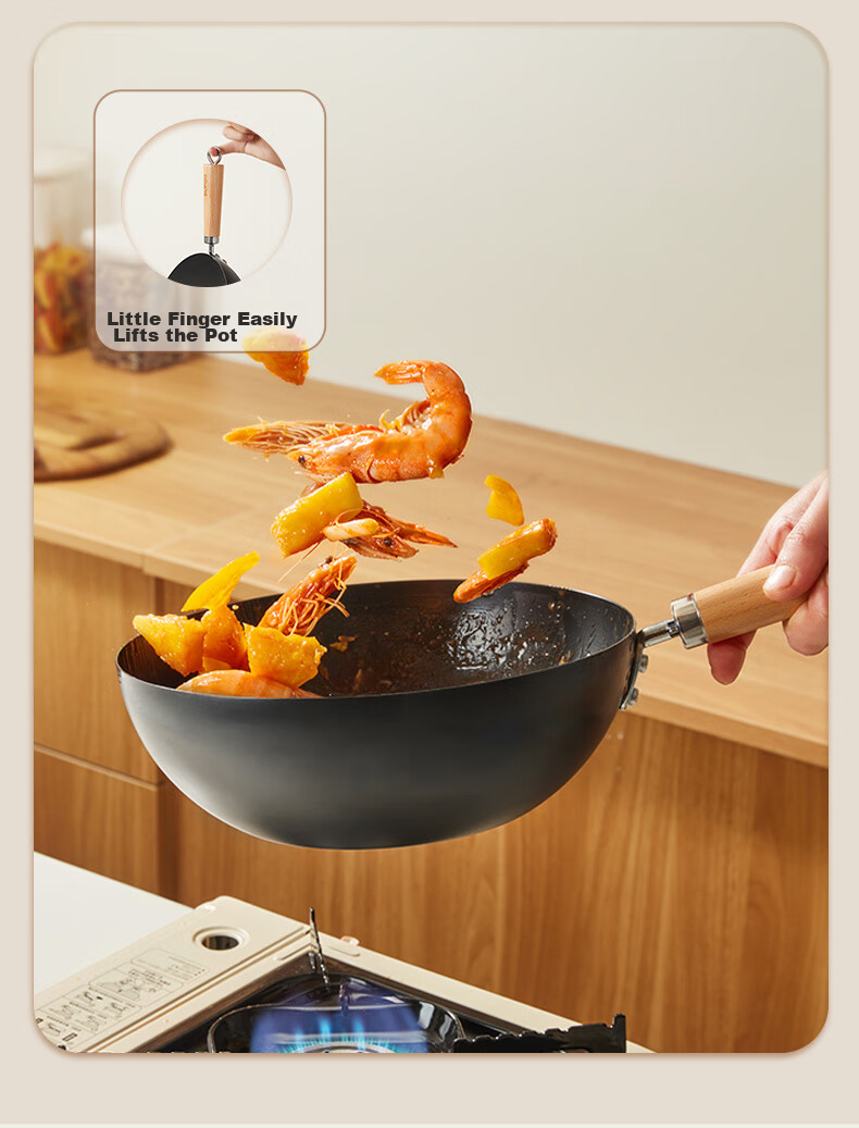 SUPOR Mini Premium Iron Wok 22cm, Household Use, Non-Coated, Wear-Resistant, Rust-Proof, Suitable for Gas Stove, EC22RF05 14