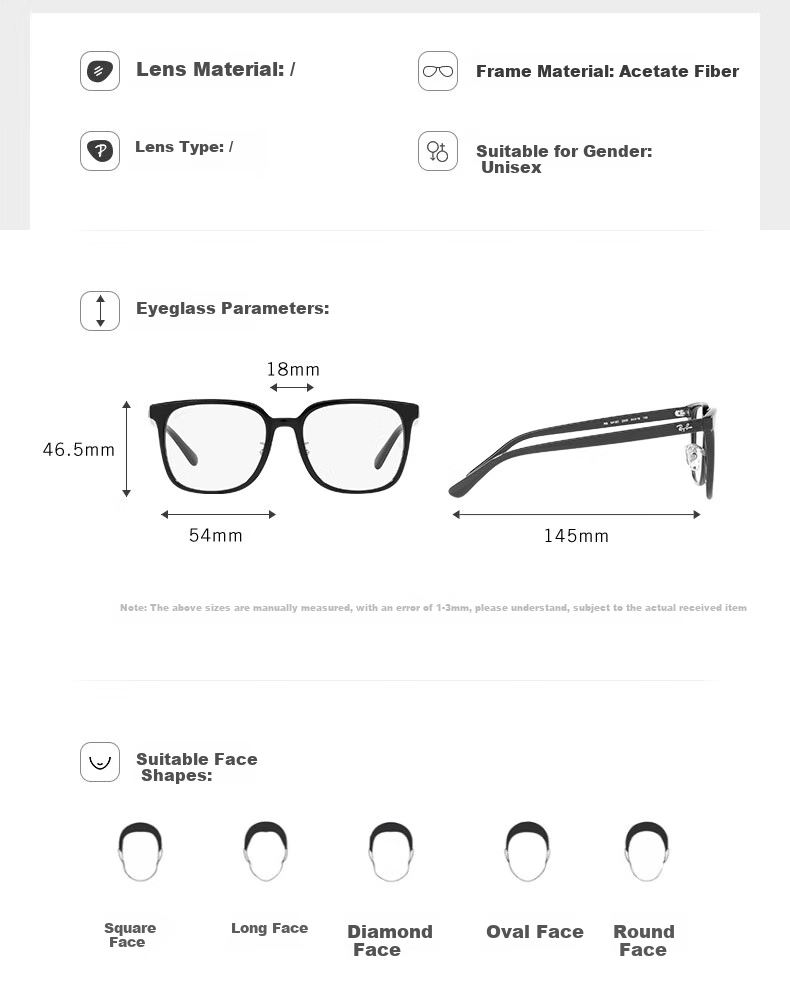 RayBan Optical Frame, Large Frame, Acetate Material, Myopia Glasses Frame, 0RX5419D, Gift 2