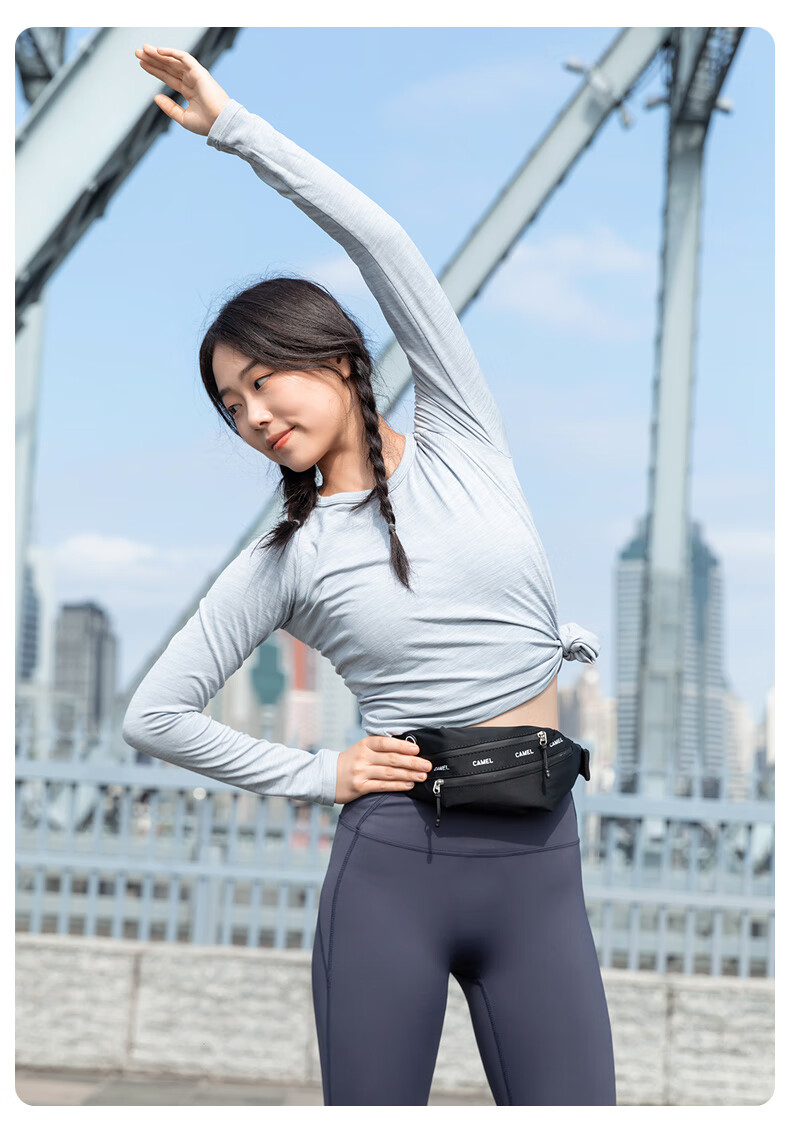 CAMEL Sports Waist Pack for Men And Women, Running Bag, Marathon Lightweight Phone Pouch, Summer Fitness Small Bag, A1S3QV105 Black 15