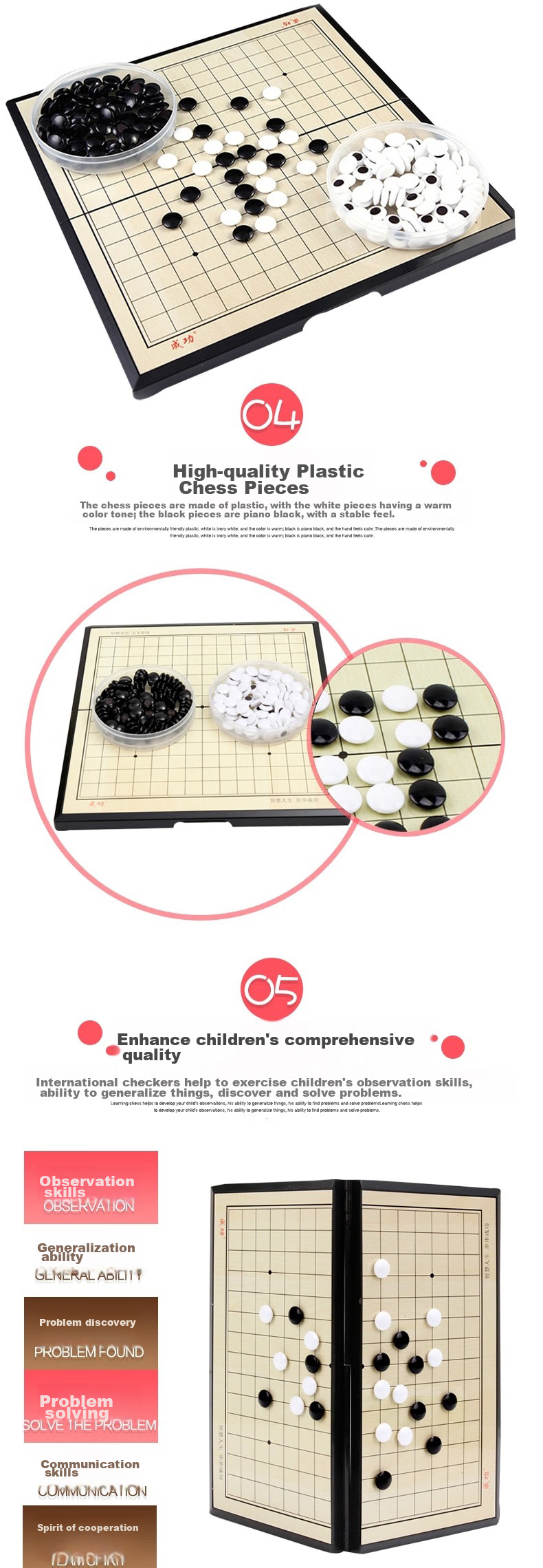 Chenggong Magnetic Five-In Chess Set with Folding Board, Board Game for Children's Leisure And Travel, Portable Five-In Chess Set 5218 1