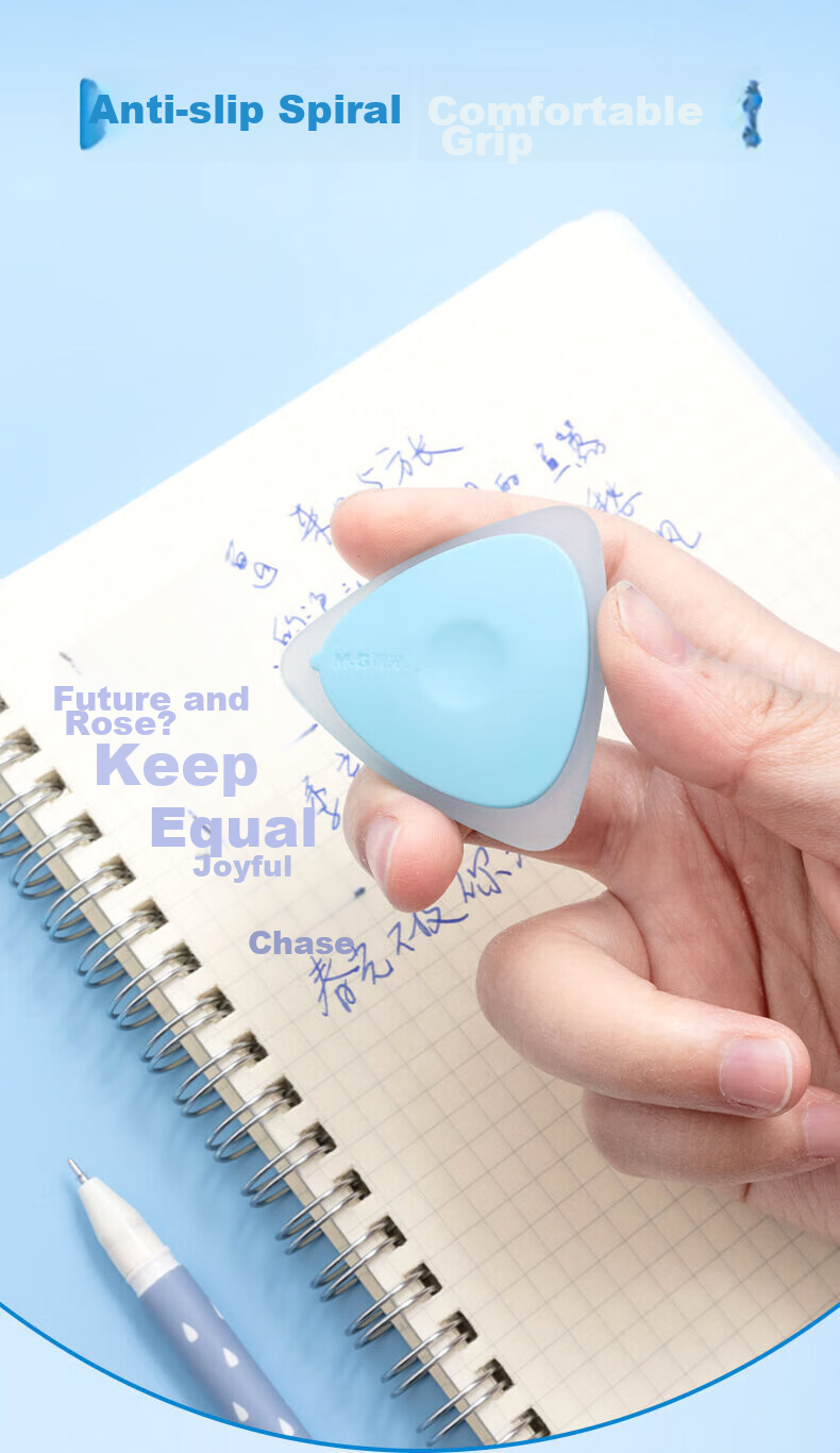 M&G Erasable Triangular Candy-Colored Rubber Erasers, Student Stationery, Random Colors, AXP39501, Pack of 3 3