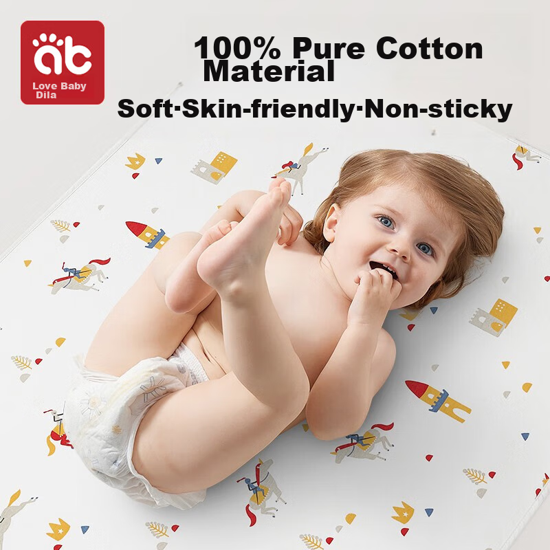 AIBEDILA Baby Diaper Pad, Pure Cotton Breathable Summer Waterproof Washable Menstrual Pad for Children And Infants, Class A Diaper Pad, 80*100