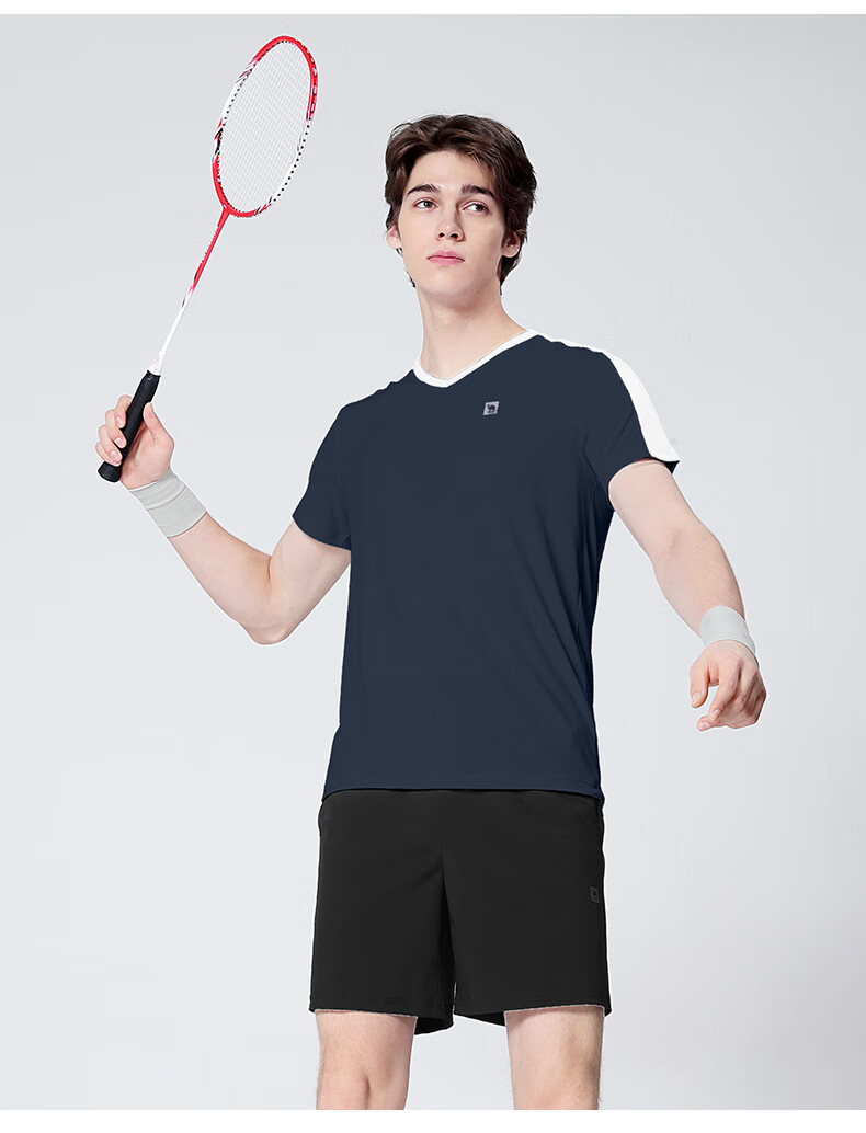 CAMEL Badminton Outfit for Men, Sun Protection Quick-Dry Sports Two-Piece Set Y1S2TLF652-1 White/black S 32