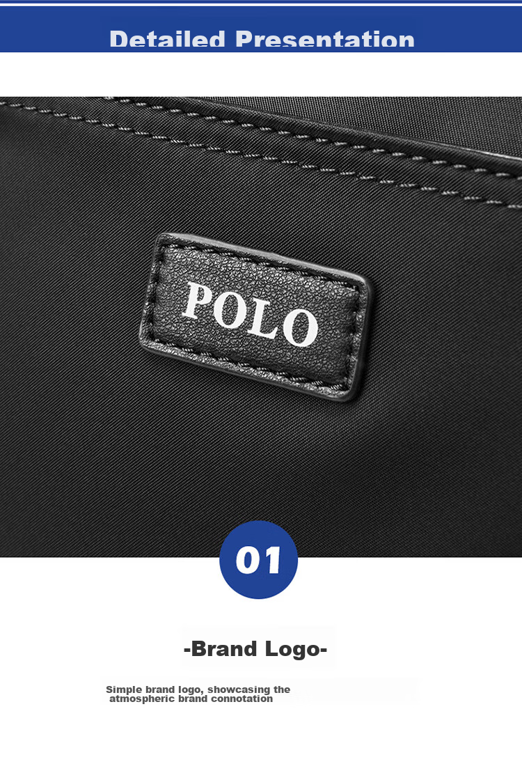 POLO Briefcase, Men's Casual Business Bag, Handbag, Large Capacity Office Bag, 14-Inch Laptop Bag, Document Bag, Black 11