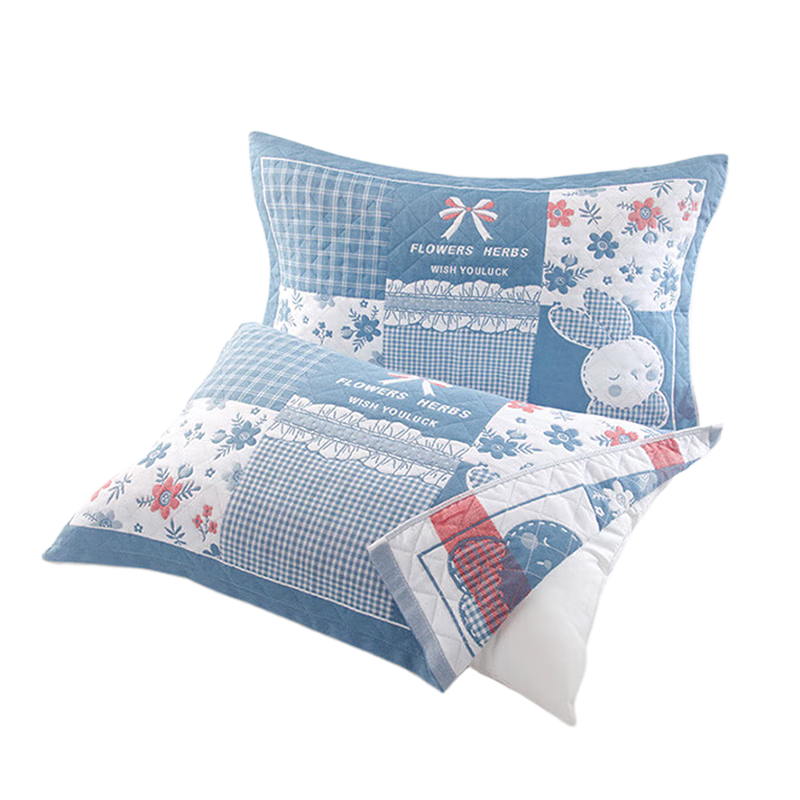 Grace 7A Antibacterial Three-Layer Jacquard Breathable Extra Large Thick Gauze Pillowcase, Fragrant Little Rabbit Pattern, 78*52cm, One Pair