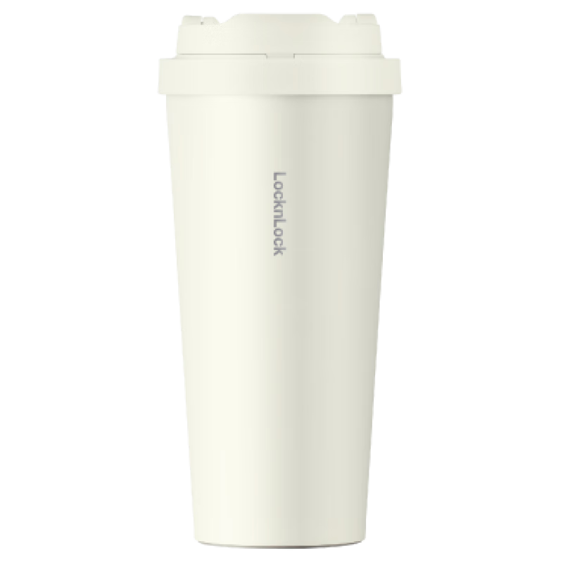 LOCK&LOCK Insulated Mug, Meets Vitality, Keeps Hot And Cold, Coffee Cup with Pop-Up Lid, Stylish Water Bottle for Men And Women, White, 550ML