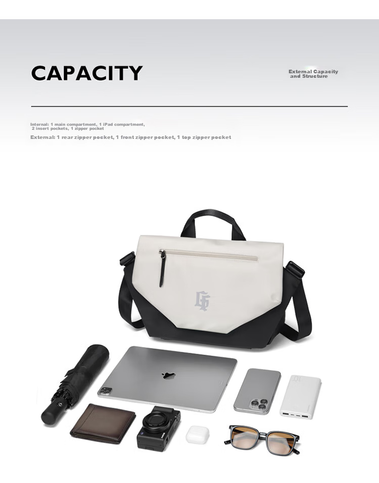 GOLF Shoulder Bag for Men, Large Capacity Crossbody Bag, Trendy Water-Resistant Casual Lightweight IPad Bag, Fashionable Sports Messenger Bag 9