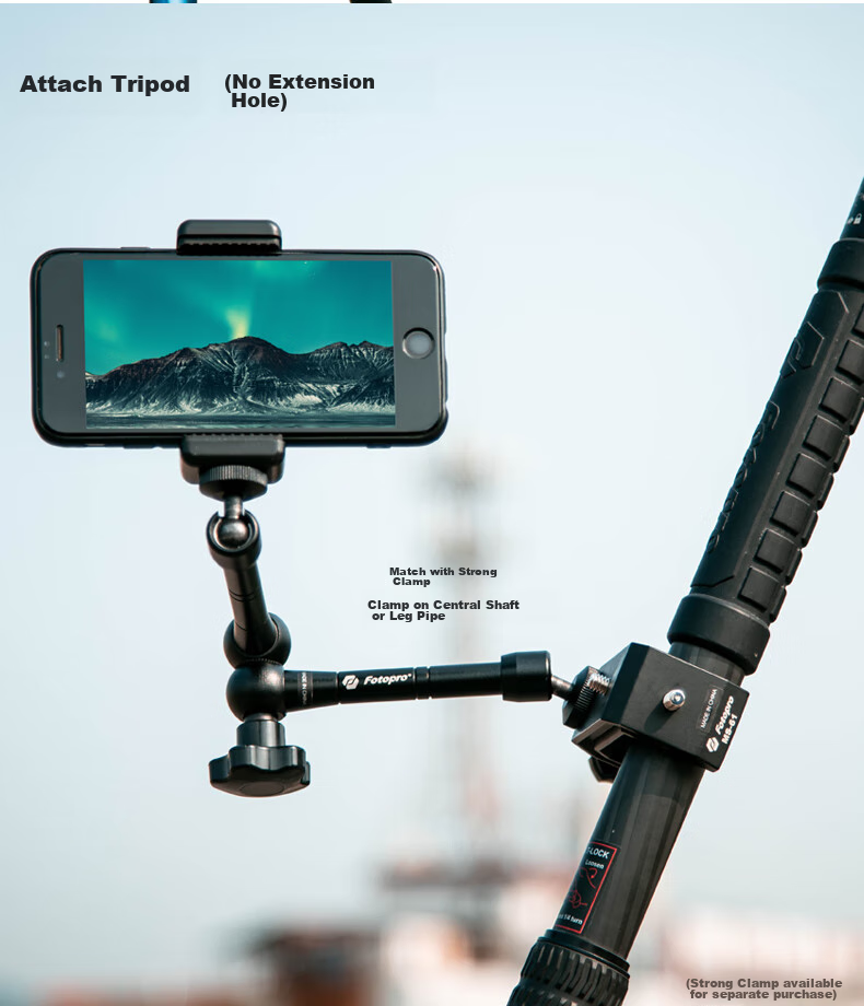 Fotopro, 11-Inch Universal Magic Arm Tripod Head, Camera And Smartphone Adapter Swivel Arm Stand 4