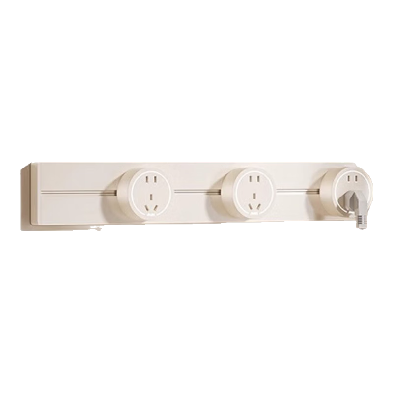 AUX Track Socket Surface Mounted No-Drill Wall-Mounted Movable Wall Rail Socket Slim C6 Milk Gold 80cm + 5 Blue Light Ring Five-Hole