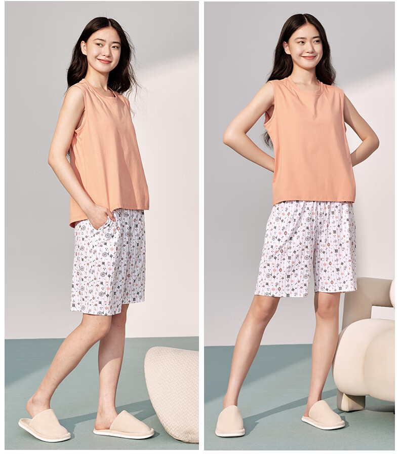 Yiershuang 100% Cotton Women's Home Shorts Five-Point Premium Xinjiang Combed Cotton Sleepwear Pants 10