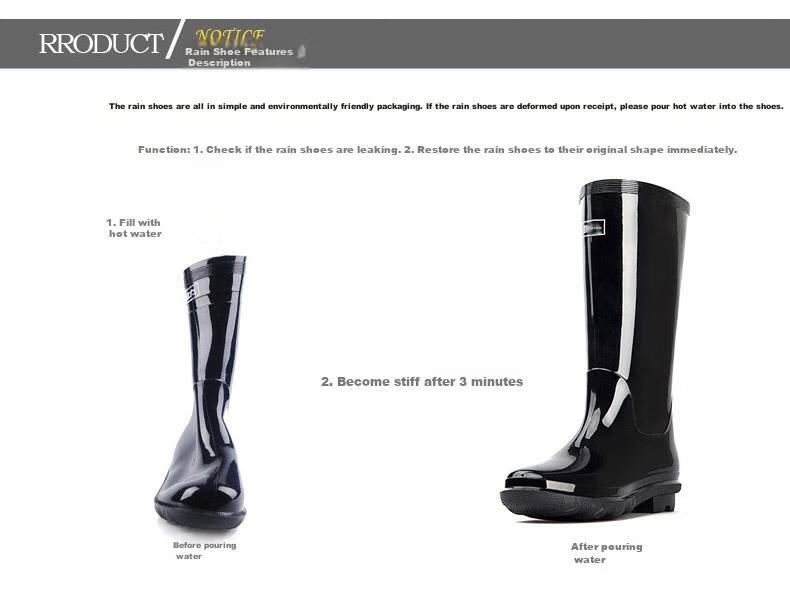 Warrior Men's Mid-High Rain Boots, Adult Waterproof Shoes, Rubber Boots, HXL128-B, Black Mid-Calf, Size 41 25