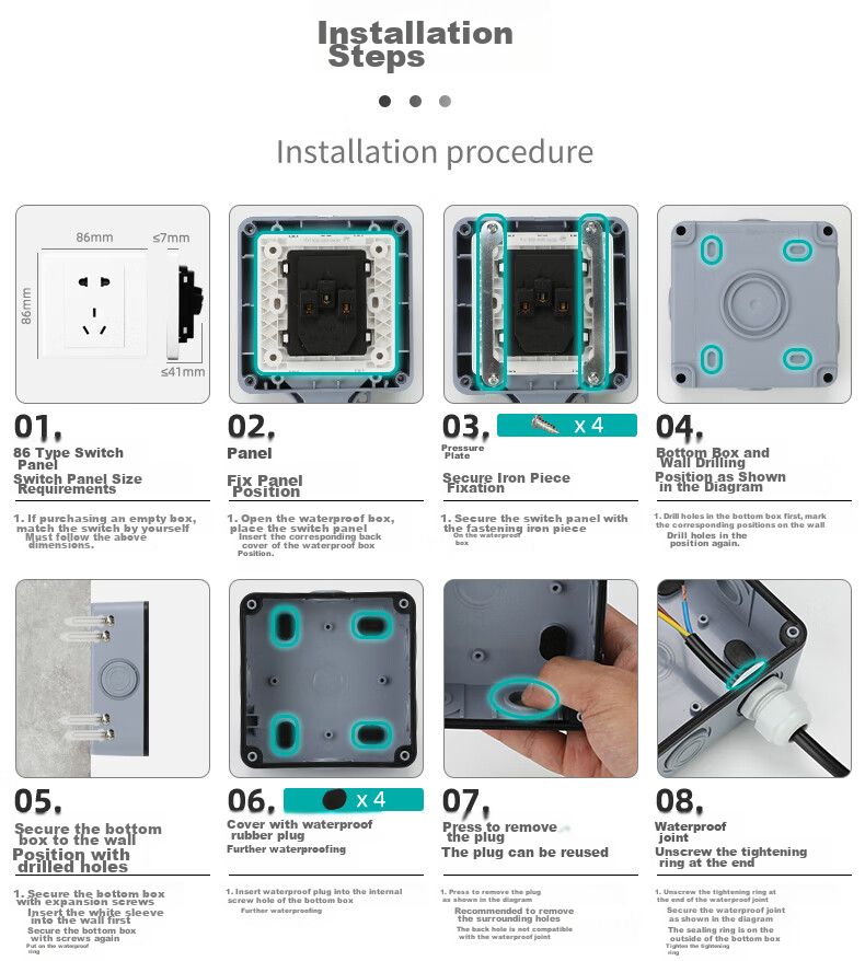 Xiya Waterproof Socket, Outdoor Bathroom, IP66 Waterproof And Dustproof, Heavy Rain-Resistant, Safety Protection, Three-Hole 16A High-Power Socket, Deepened Versio 16