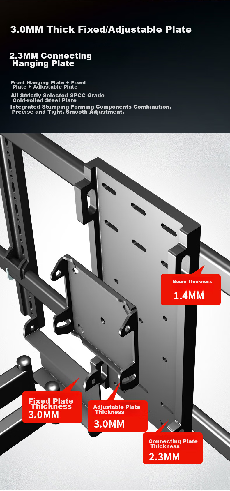 Jianleji 90-Degree Rotating TV Wall Mount, Left And Right Swivel 180°, Vertical Wall Folding Push-Pull Extended Bracket, Universal for 43/55/65/75 Inches, Precision Hinge 10