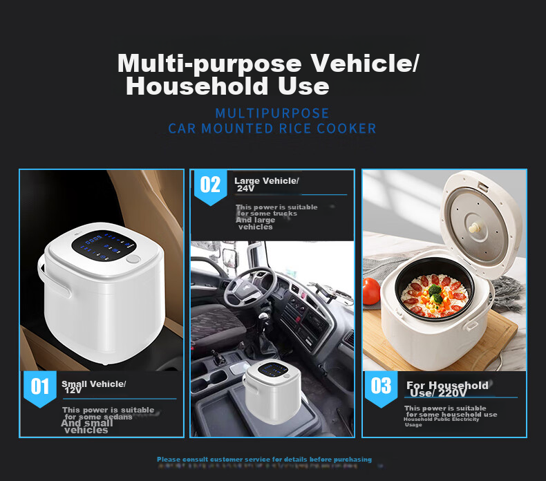 YSKdee Car Rice Cooker with Smart Digital Display, Multifunctional Cooking Pot, 2L Large Capacity, M25-12v/24v, Suitable for Various Vehicle Sizes 5
