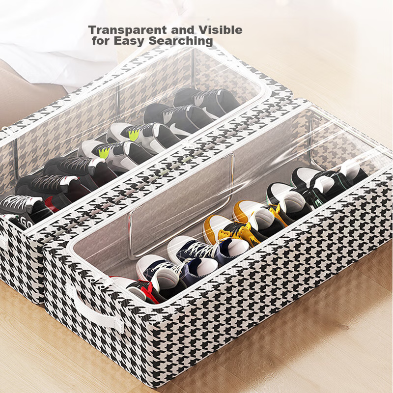 Anerya Simple Folding Shoe Rack Storage Organizer, Space-Saving Transparent Dustproof Shoe Cabinet, Under-Bed Shoe Holder for Boots And Shoes