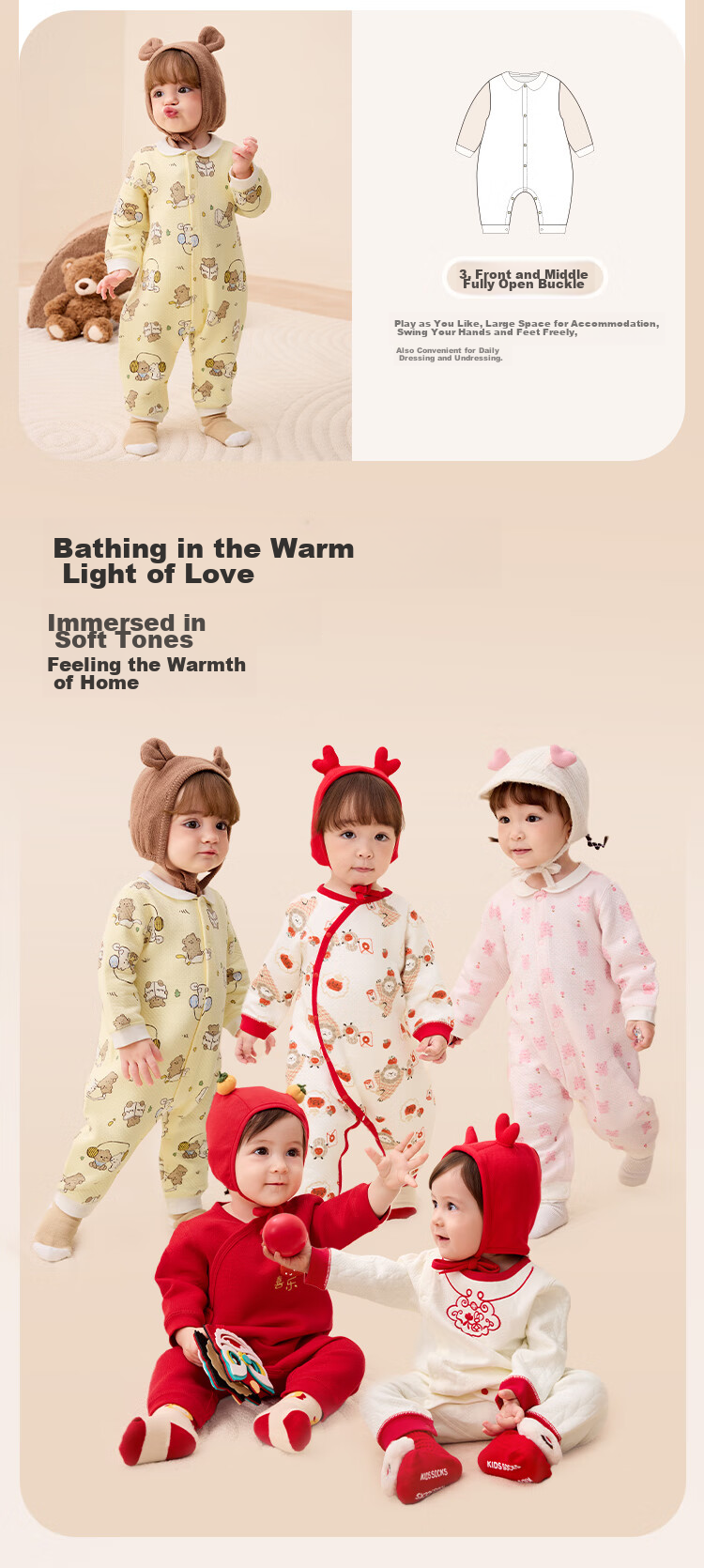 BALABALA Children's Clothing, Baby Romper, Newborn Full Moon Crawling Suit, Padded Thickened Cute Onesie for Boys And Girls 7