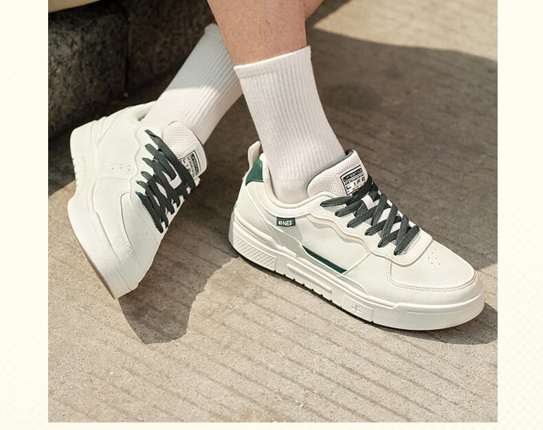 361° Men's Sports Shoes Spring Summer New Retro Leather Basic White Casual Sneakers 672616618-2 30