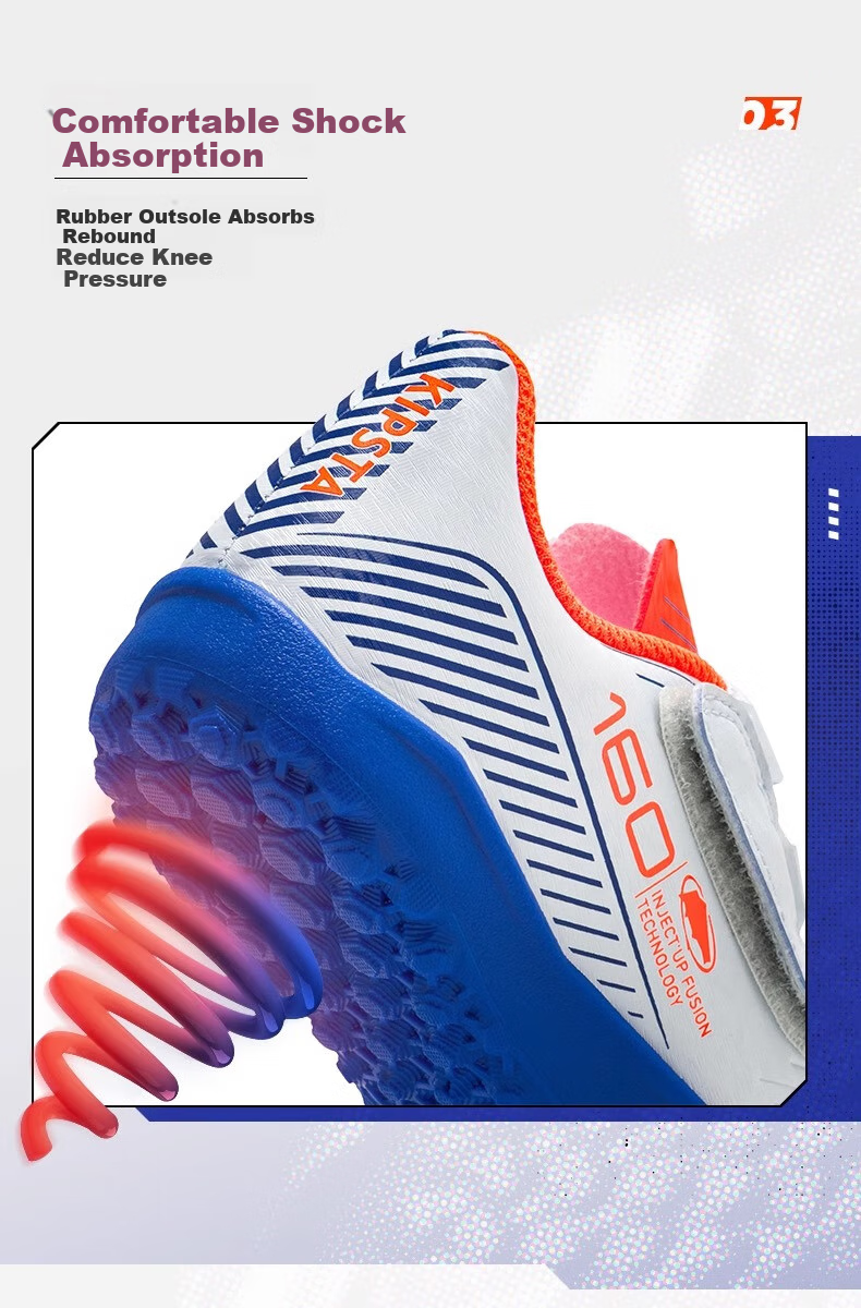 DECATHLON Youth Hard Ground Cleats Soccer Shoes Artificial Turf Training Shoes White And Blue Size 38 4503630 6
