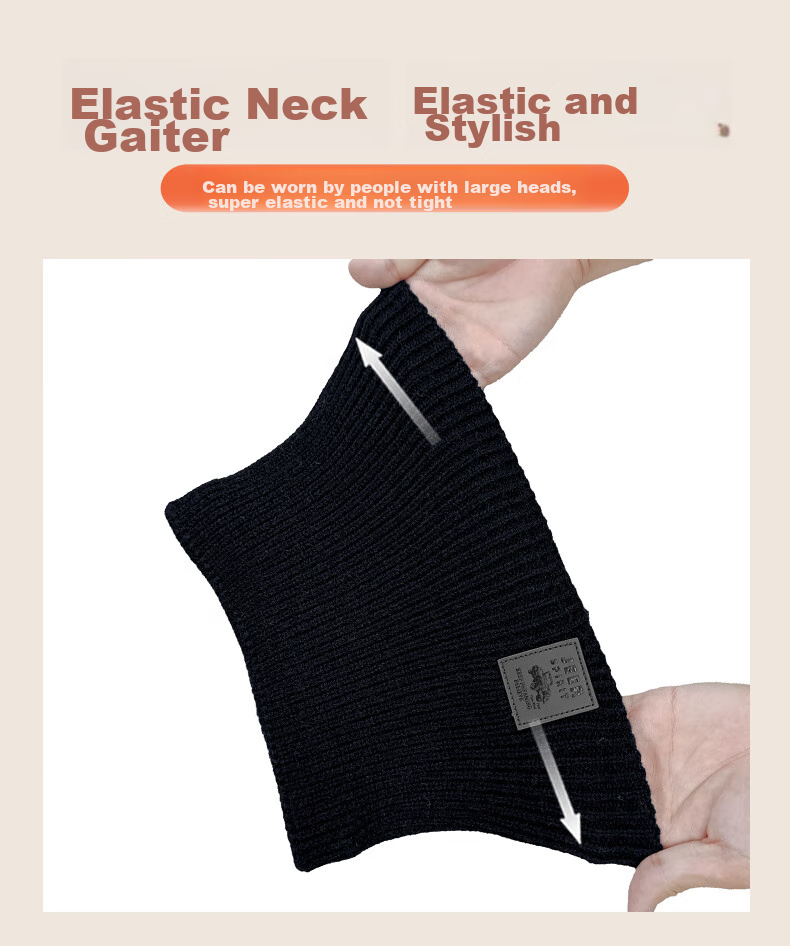 JEEP Men's Hooded Scarf with Fleece Lining for Warmth, Knitted Neck Warmer for Autumn And Winter, Cold-Proof Neck Gaiter A0636 11