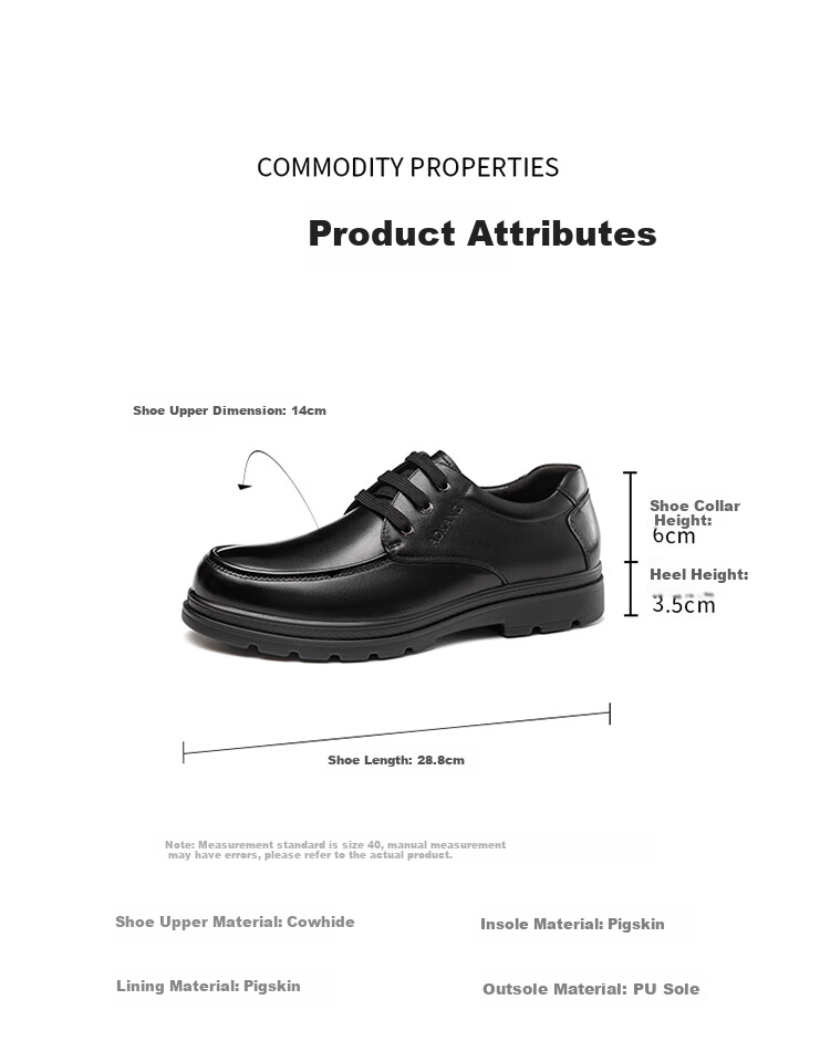 Aokang Men's Shoes, Men's Fleece-Lined Business Casual Shoes, British Comfort Low-Top Round Toe Lace-Up Leather Shoes, Black Fleece-Lined Style, Size 43 2