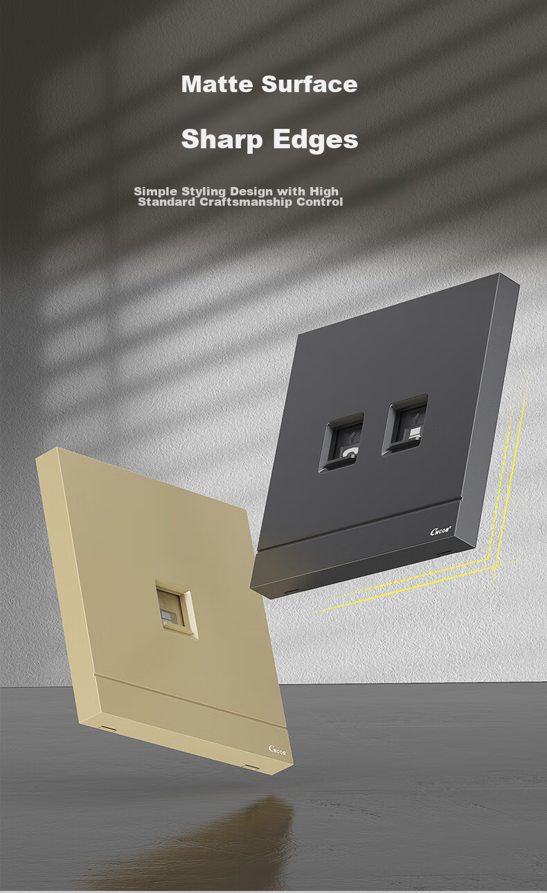CNCOB Network Panel Dual Port [Champagne Gold], Home Wall Network Port Computer Network Cable Socket Panel Universal Cat5/6/7 Module 86 Type Panel, CN-1202 9