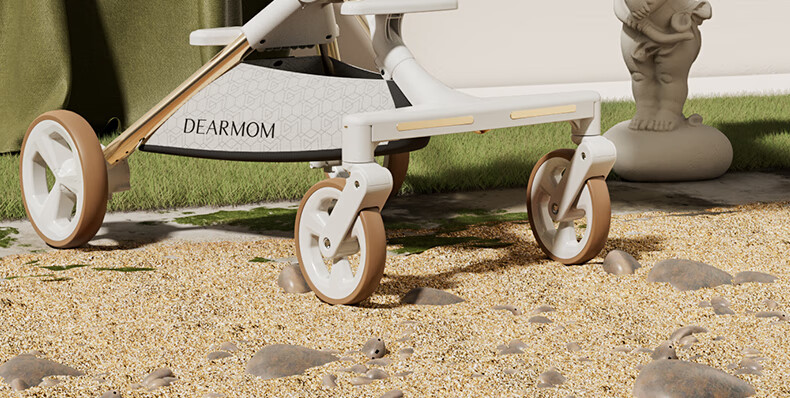 Dear Mom, Stroller, Large White Car, High Landscape Baby Stroller, Lightweight, Reversible, Can Sit Or Lie Down, Strolling Trolley for Babies, Gree 35